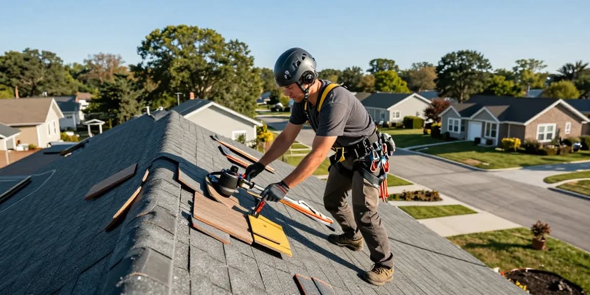 Professional roofer servicing a residential roof in Den Haag, showcasing expertise in dakdekker den haag.