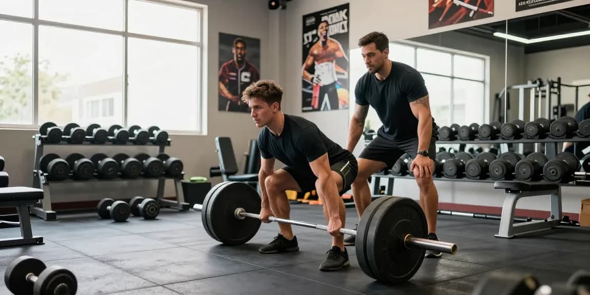 Prime Pharma Steroïden Winkel met bodybuilder tijdens gewichtheffen in moderne sportschool