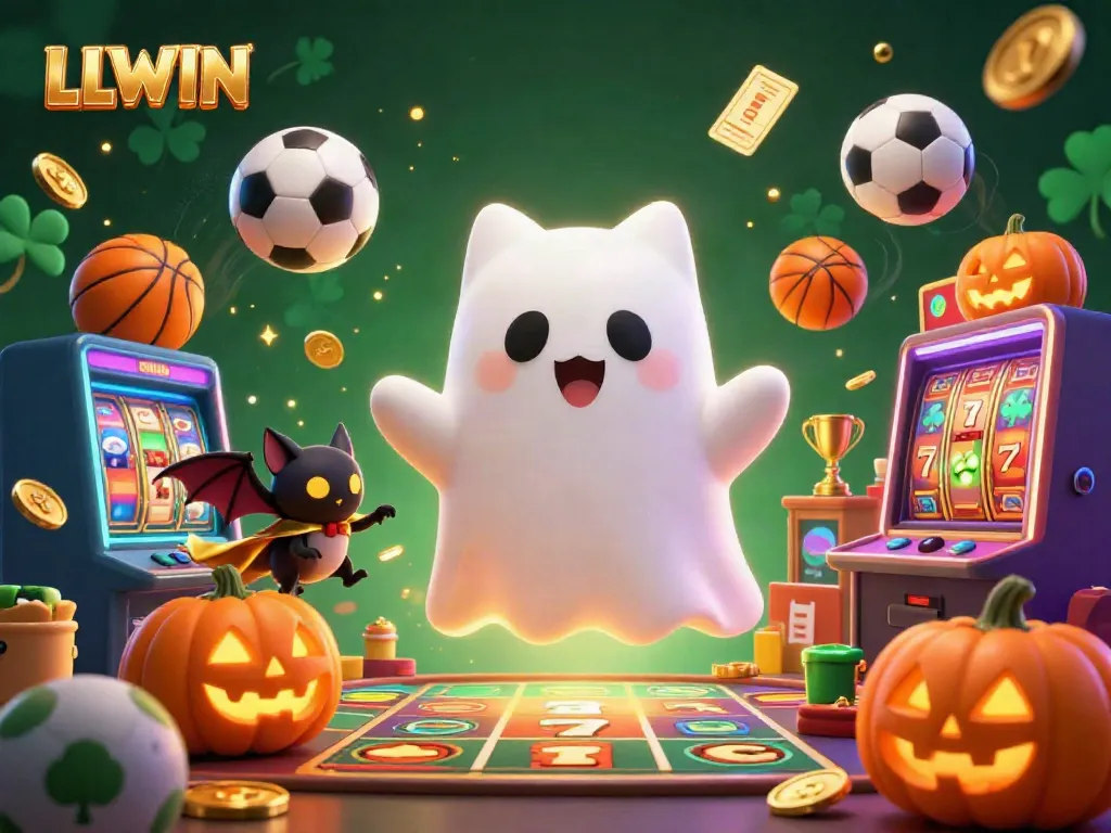 Engage in thrilling gameplay with LLWIN's vibrant casino scene, featuring dynamic characters and slot reels.