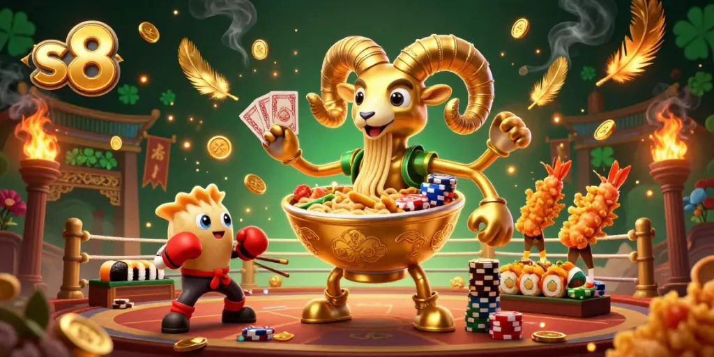 s8 casino illustration featuring dynamic characters dealing cards in a vibrant gambling scene