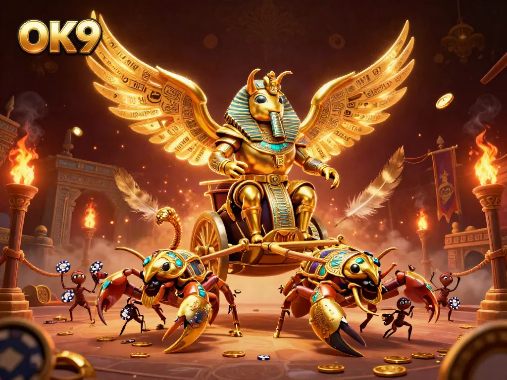Experience thrilling casino gameplay with OK9, featuring unique characters and vibrant elements.