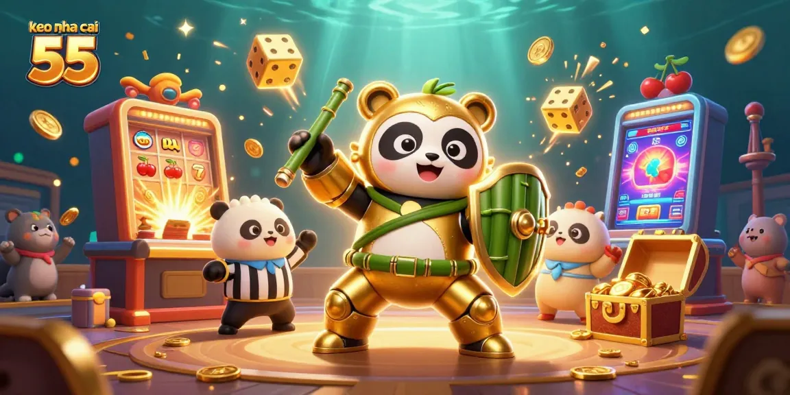 Experience the thrill of keo nha cai 55 as a golden panda battles in a dynamic casino showdown.