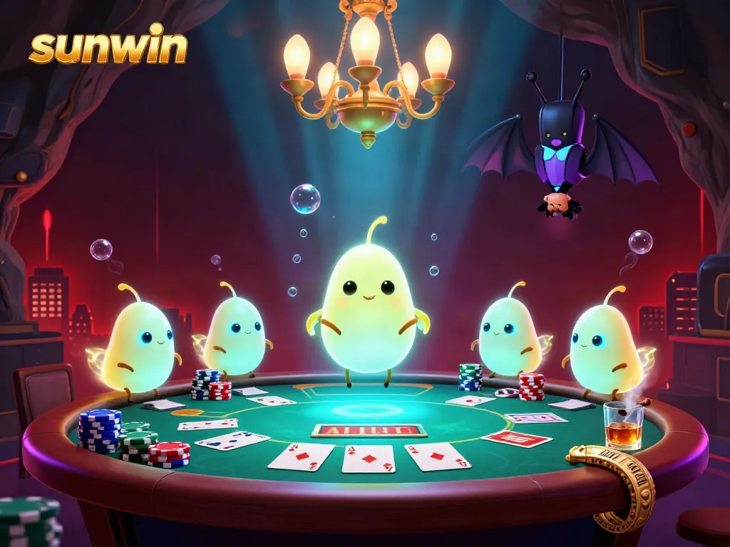 Glowworms illuminate the SUNWIN casino poker scene with vibrant details and rich colors.