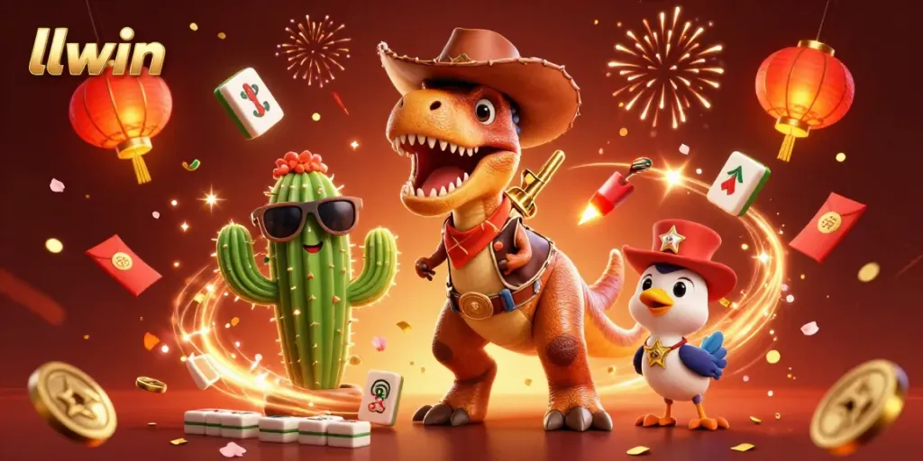 Engage in thrilling gaming action with llwin's captivating 3D casino scene featuring delightful characters.