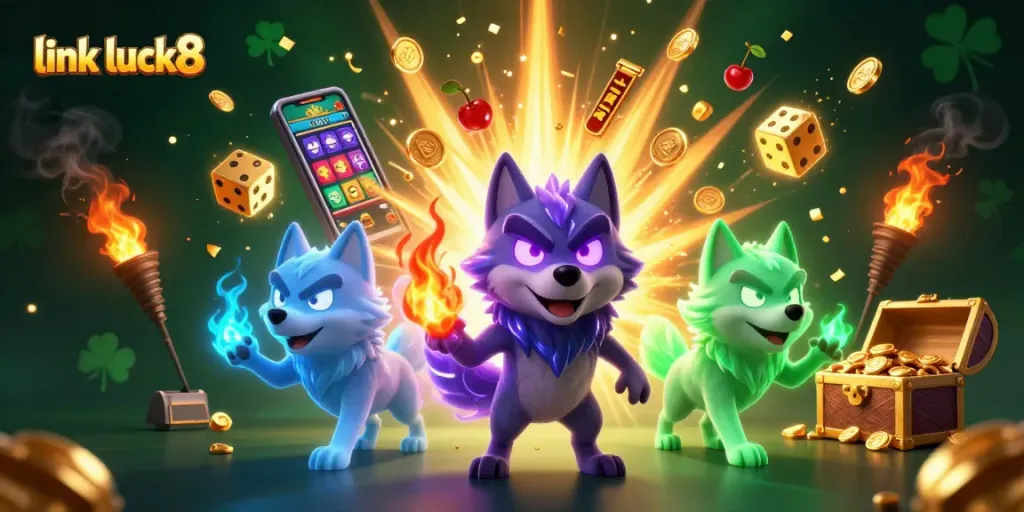 Enhance your gameplay with link luck8 in a vibrant casino scene filled with winning symbols and energy.