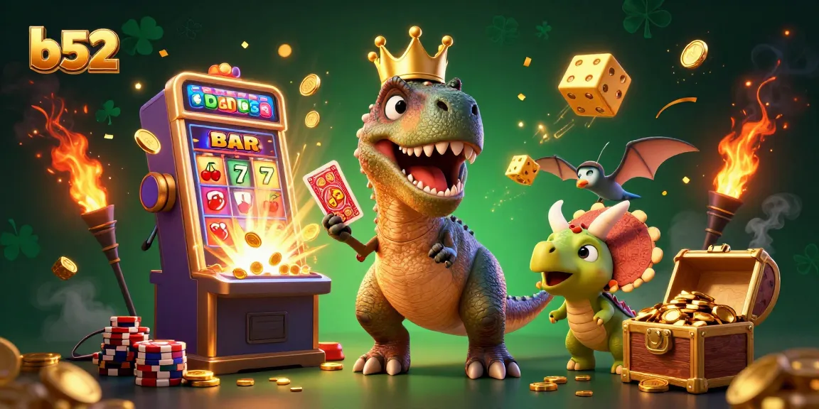 Experience the excitement of b52 gaming with vibrant characters and dynamic slots in a 3D scene.