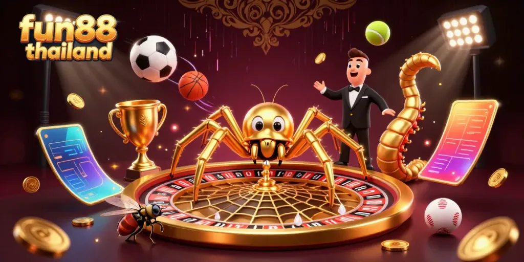Experience fun88 thailand with thrilling bets and dynamic sports elements in this vibrant illustration.