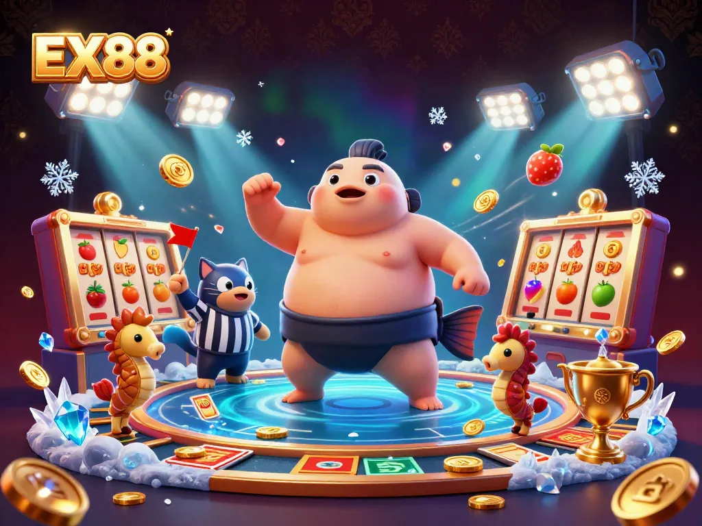 Experience the thrilling EX88 casino underwater challenge with exciting slot reels and lively sea creatures.