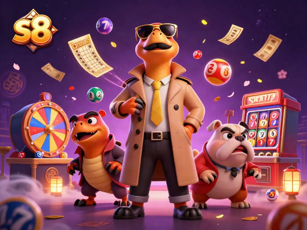 Engage in thrilling bets at s8 while cartoon raptors humorously attempt entry into a lavish casino.