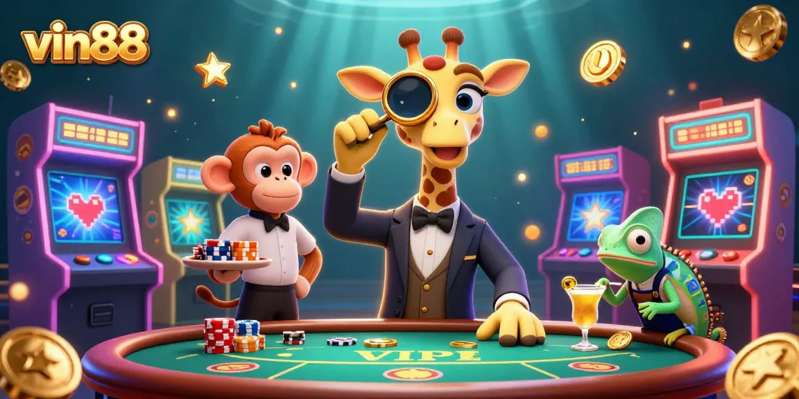 Engage with vin88, where the high-roller giraffe and friends bring thrilling casino action to life.