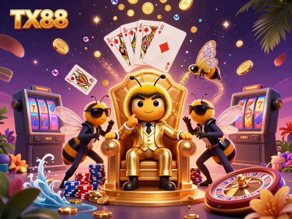 Experience thrilling moments at TX88 with vibrant games elements and charismatic characters in an engaging online casino scene.