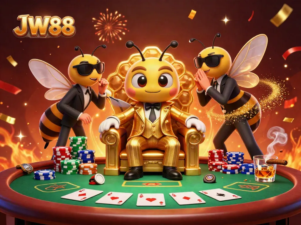 Play poker with JW88's unique characters in an ultra-detailed 3D casino scene.