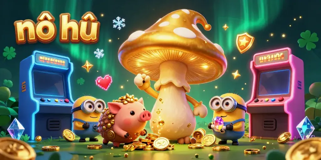 Experience nổ hũ magic with a golden wizard, treasure pig, and vibrant game elements in a dazzling casino scene.