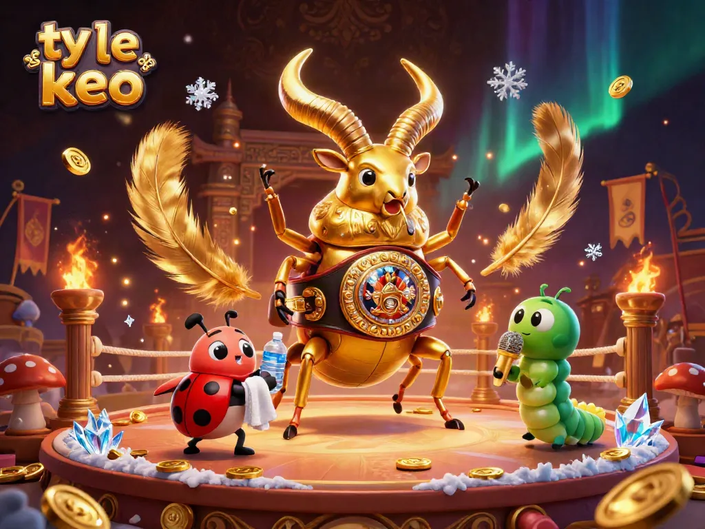 Engage with ty le keo dynamics featuring a boxing stag beetle, ladybug helper, and caterpillar announcer in a vibrant casino atmosphere.