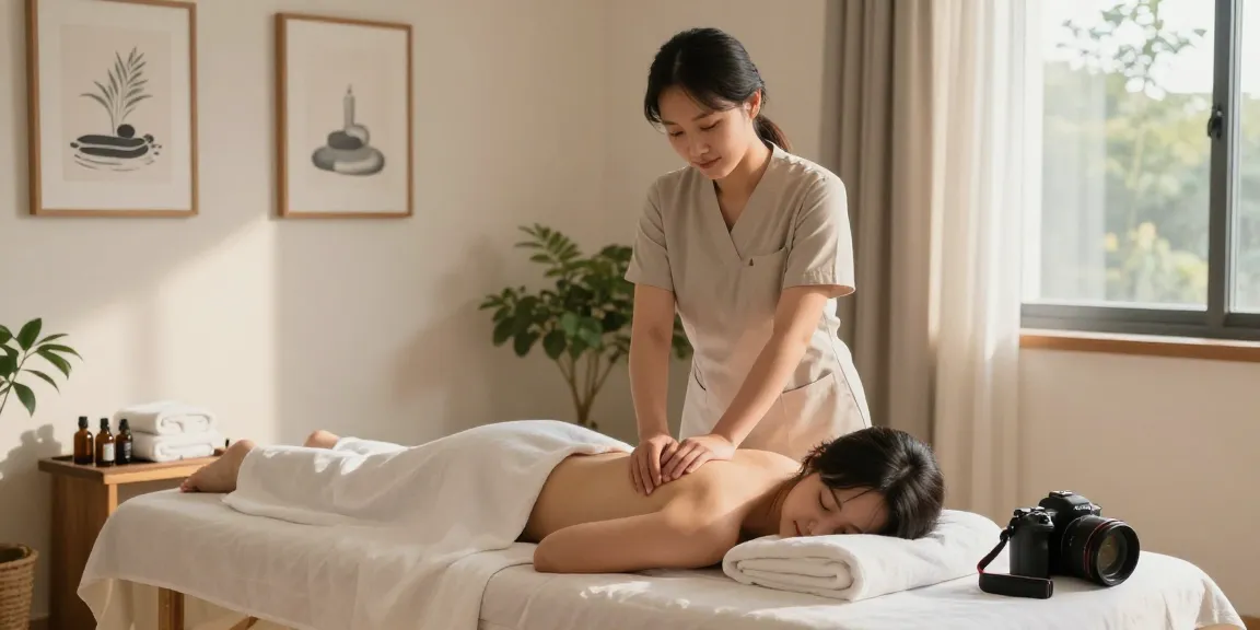 Expert 종로출장마사지 in a cozy home setting with soothing lighting and plants, promoting relaxation.