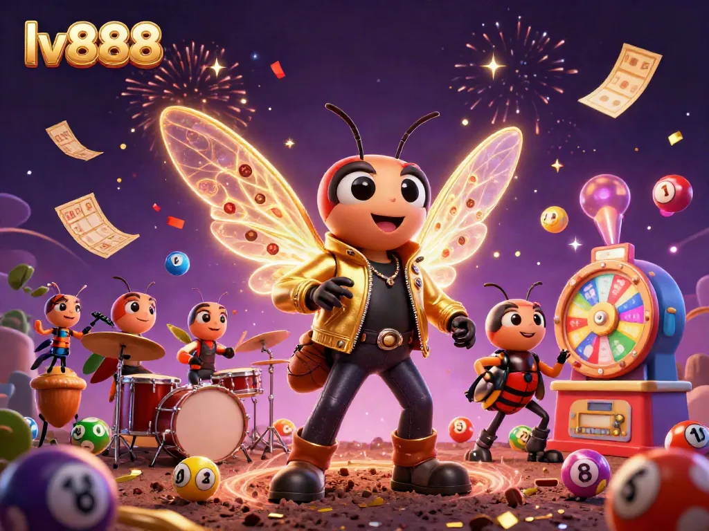 Experience the vibrant world of lv888 with dynamic lottery elements and electrifying characters.