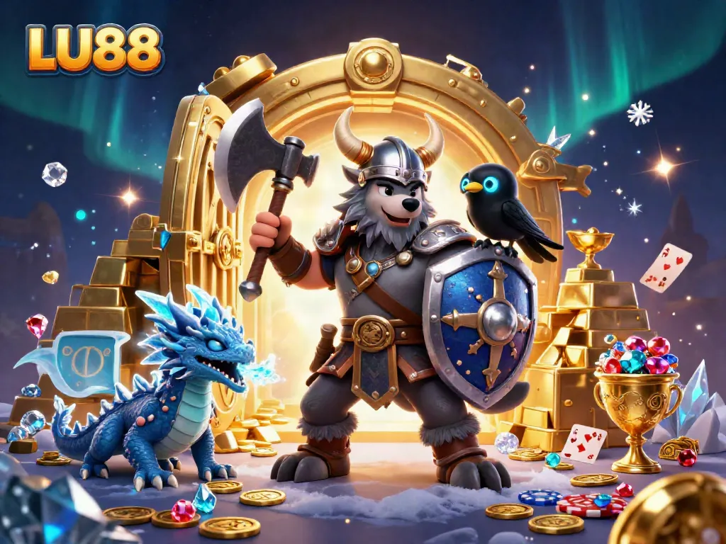 Engage with LU88's thrilling slots in an ultra-detailed 3D fantasy casino scene.