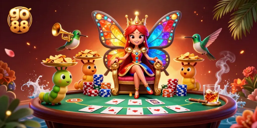 Engage in thrilling gameplay with go 88 as you enjoy vibrant poker scenes packed with colorful chips and dynamic characters.