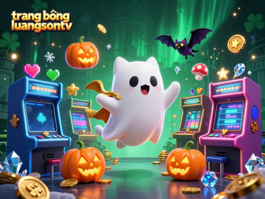 Experience the excitement of "trang bóng luongsontv" with a ghost cat in a haunted casino setting.