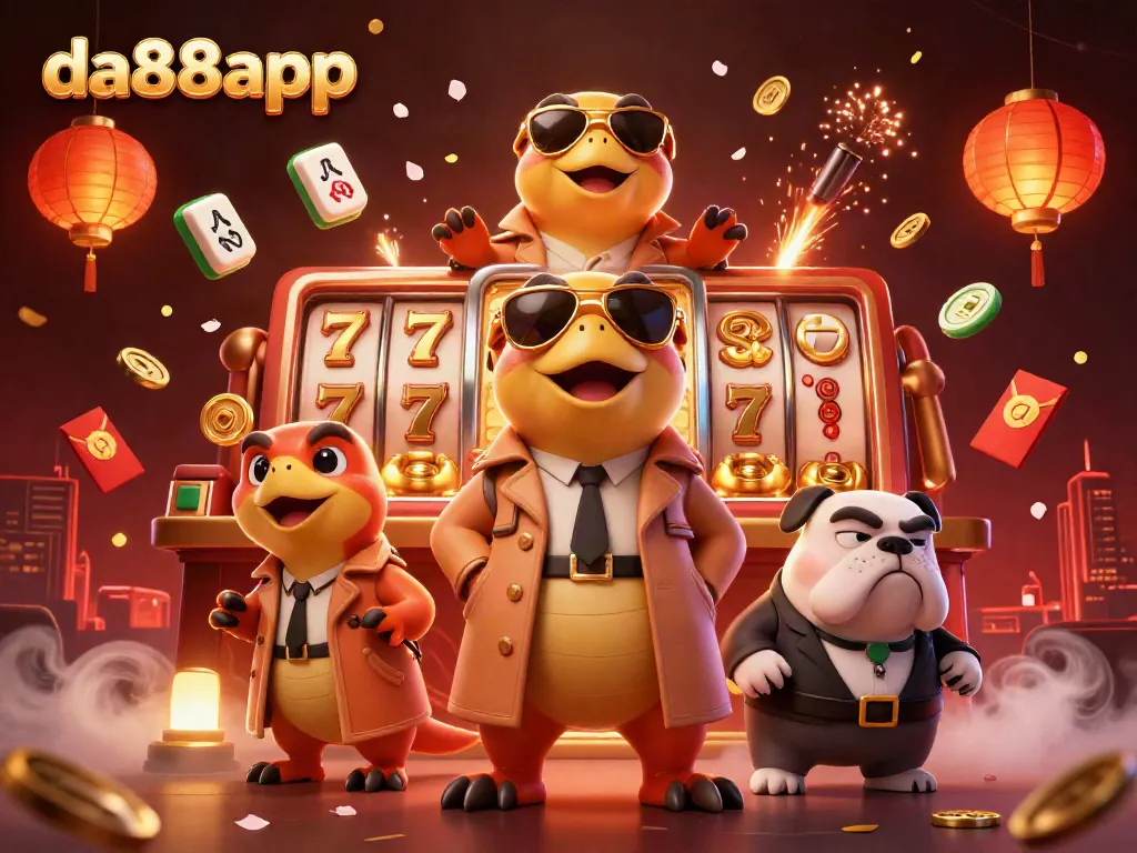 Experience the excitement of da88app as three raptors in a trench coat cleverly approach a VIP casino lounge.