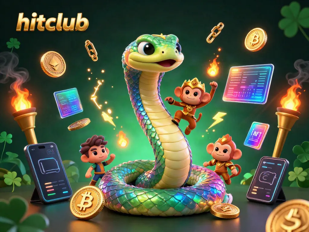 Join the hitclub for exciting gambling experiences featuring a vibrant 3D illustration of a rainbow serpent and monkey king.