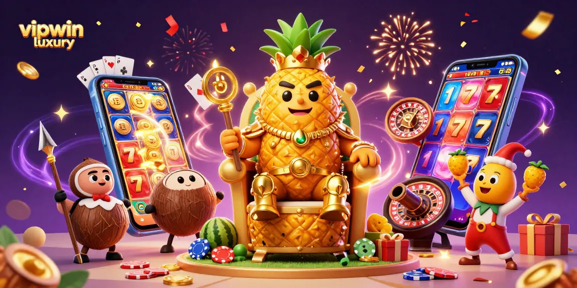 Experience excitement with the vipwin luxury casino scene featuring vibrant characters and game elements.