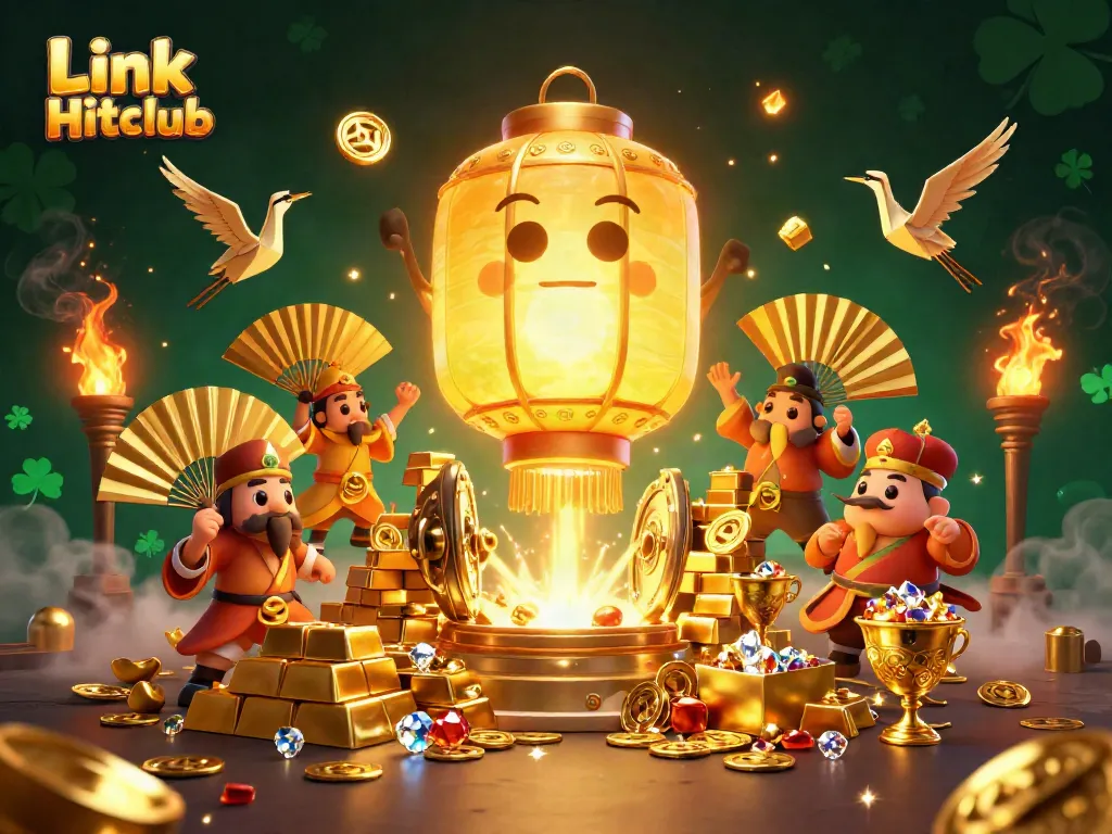 Experience excitement at Link Hitclub casino with vibrant treasures and golden elements illuminating the scene.