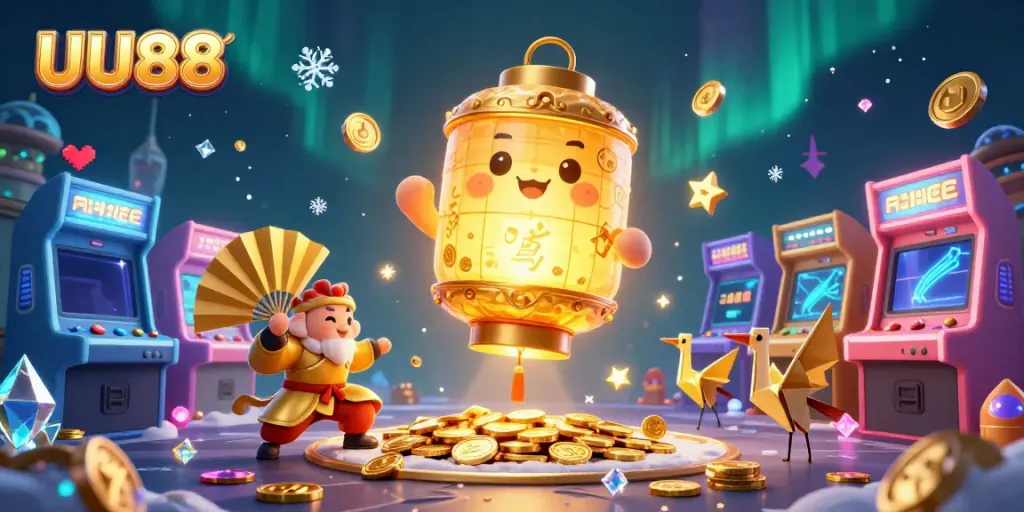 Engage with the enchanting UU88 casino world featuring vibrant elements and glowing characters.