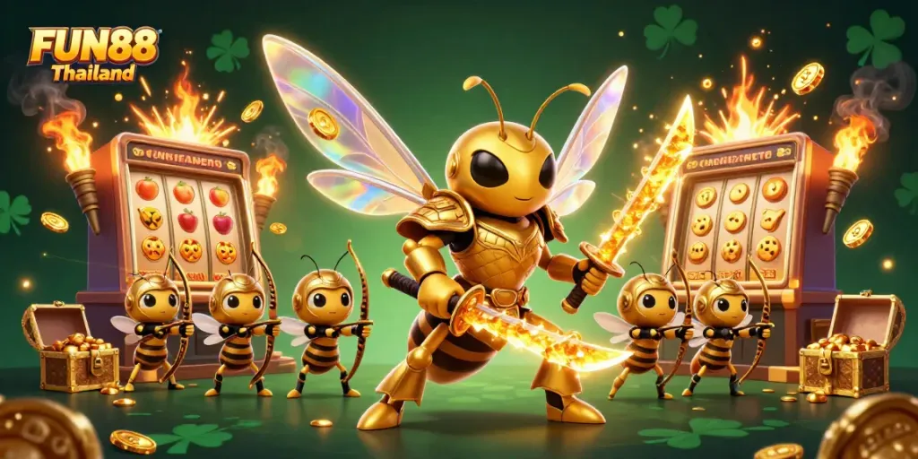 Experience exhilarating gameplay at FUN88 Thailand with vibrant casino elements and dynamic characters.