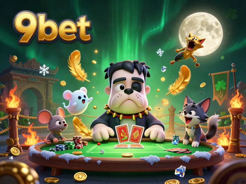 Experience thrilling gaming action with 9bet as a Frankenstein bulldog monster deals cards!