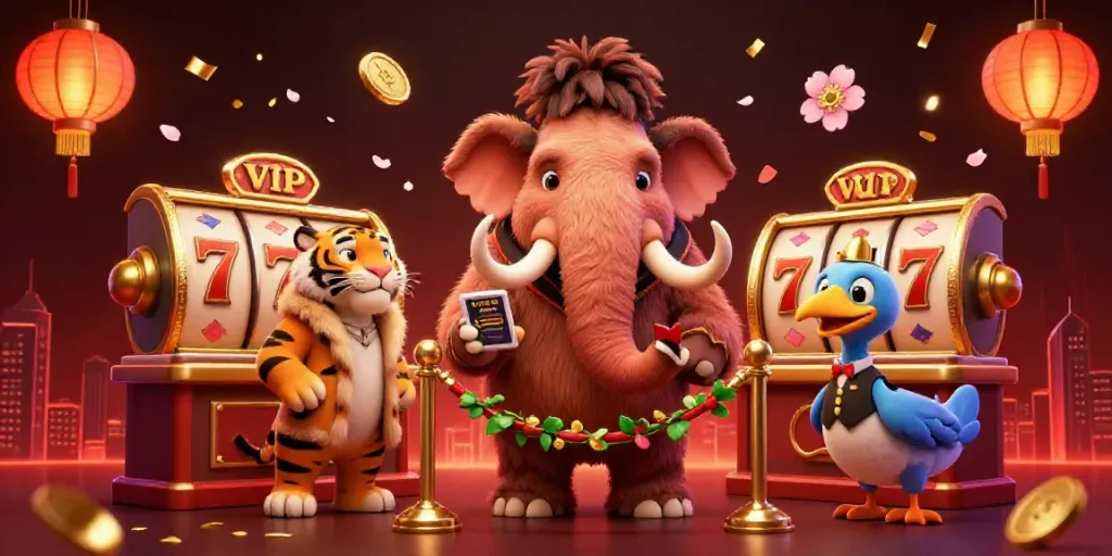 Experience the engaging atmosphere of 99ok with a woolly mammoth bouncer and vibrant gaming elements.