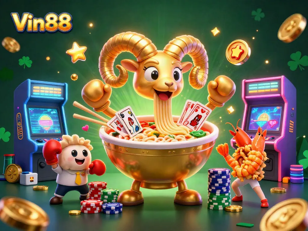 Experience Vin88's excitement with dynamic casino characters and vibrant gaming elements.
