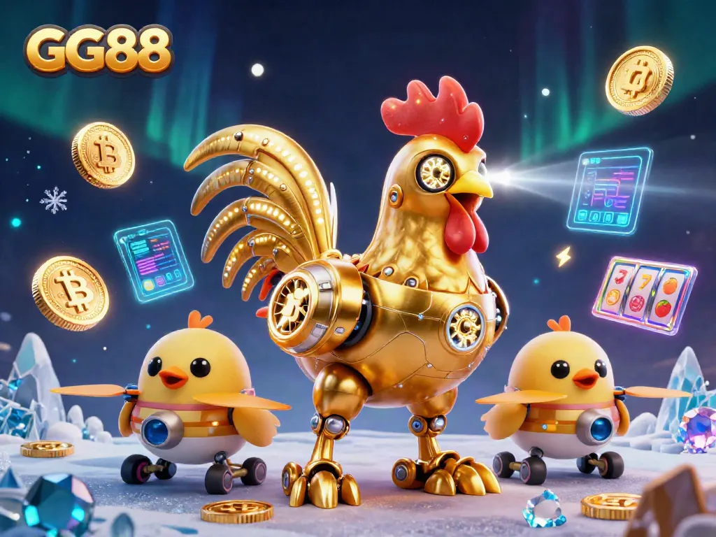 Experience the excitement of GG88 with a vibrant casino-themed digital illustration featuring futuristic characters.