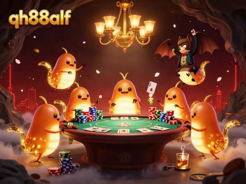 Enjoy the immersive atmosphere of qh88alf's unique 3D cave casino filled with lively characters and vibrant details.