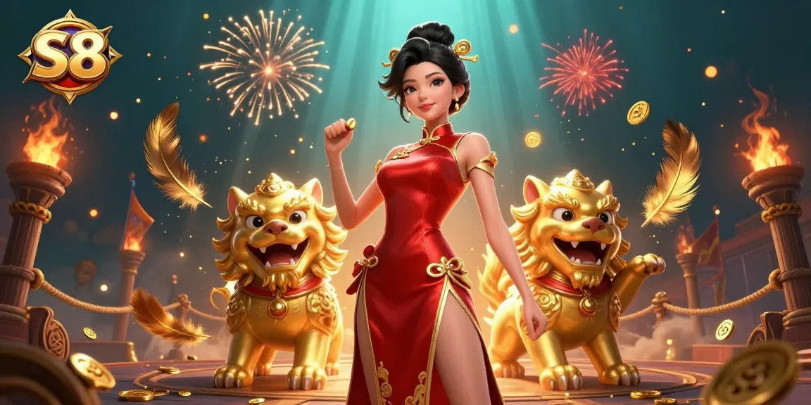 Experience the thrilling gaming atmosphere at S8, featuring a glamorous Asian woman amid vibrant casino elements.