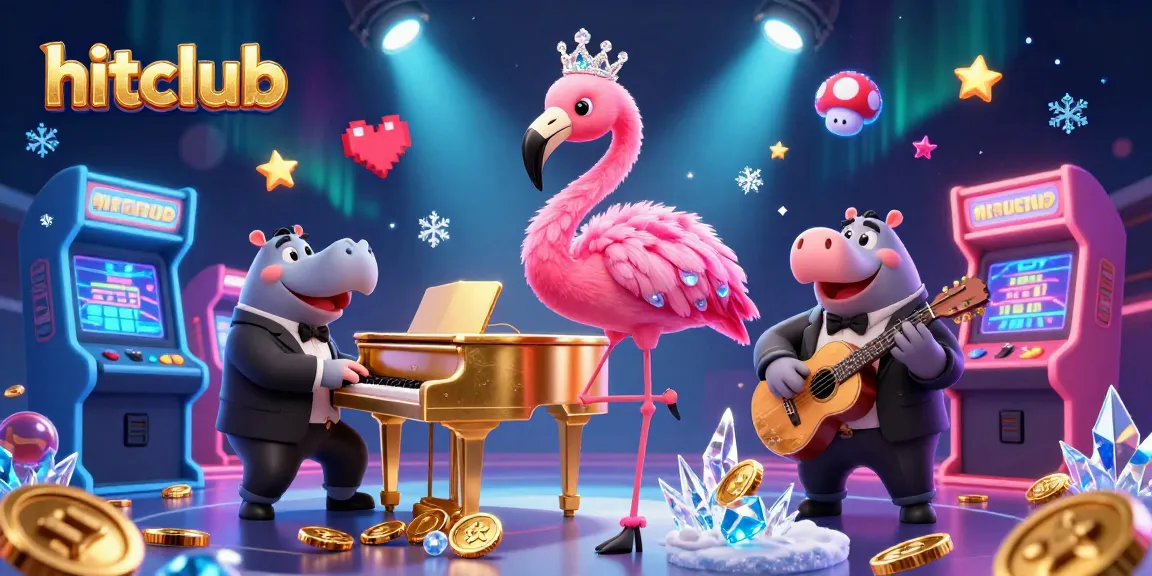 Join hitclub at a vibrant casino scene with lively characters and gaming excitement.