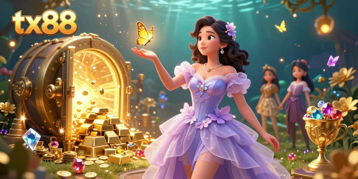 Engage with the vibrant world of tx88 as you explore an enchanting casino scene filled with treasures.