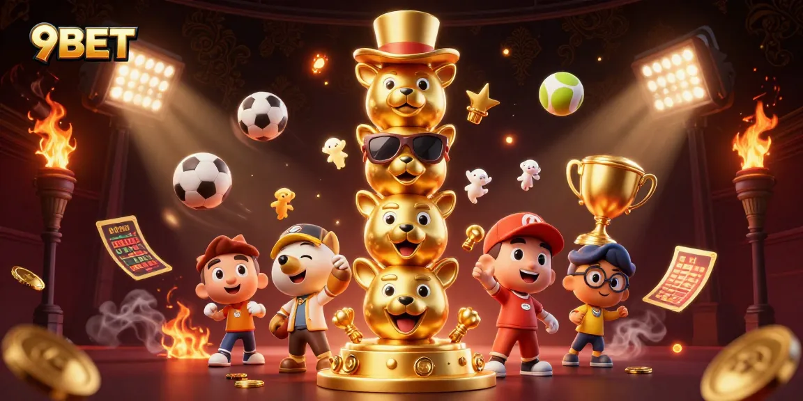 Bet big at 9BET with our vibrant 3D casino illustration featuring dynamic sports elements and engaging gameplay.