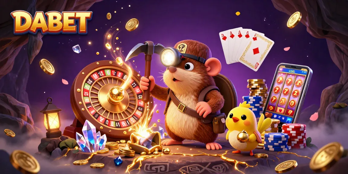 DABET casino offers exciting gaming action with 3D treasure hunter and stunning gems in play.