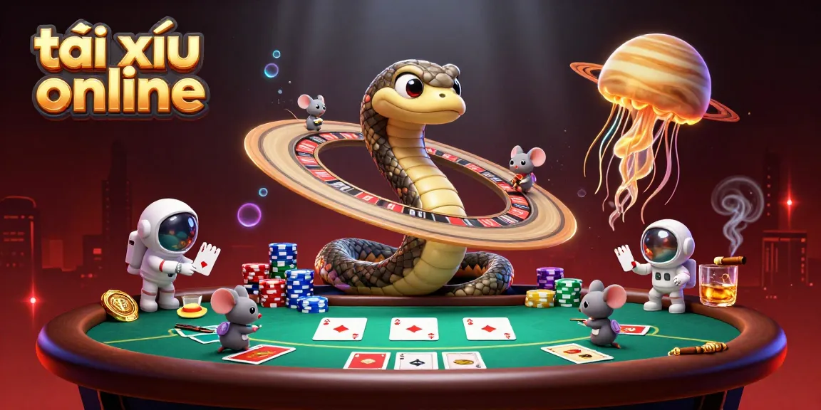 Experience thrilling tài xỉu online action with vibrant cosmic characters and casino elements.