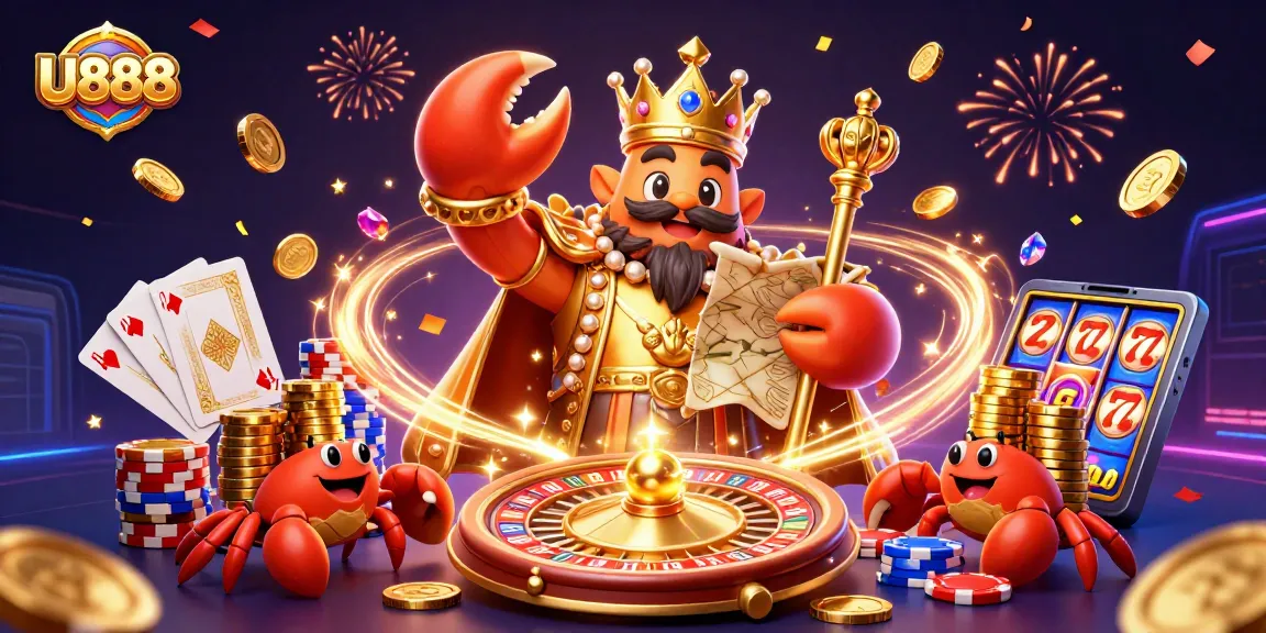 Experience thrilling moments at U888 with a vibrant casino scene featuring treasures and excitement.