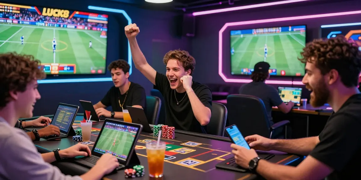 LUCK8 gaming environment showcasing diverse players engaged in online betting with vibrant atmosphere.