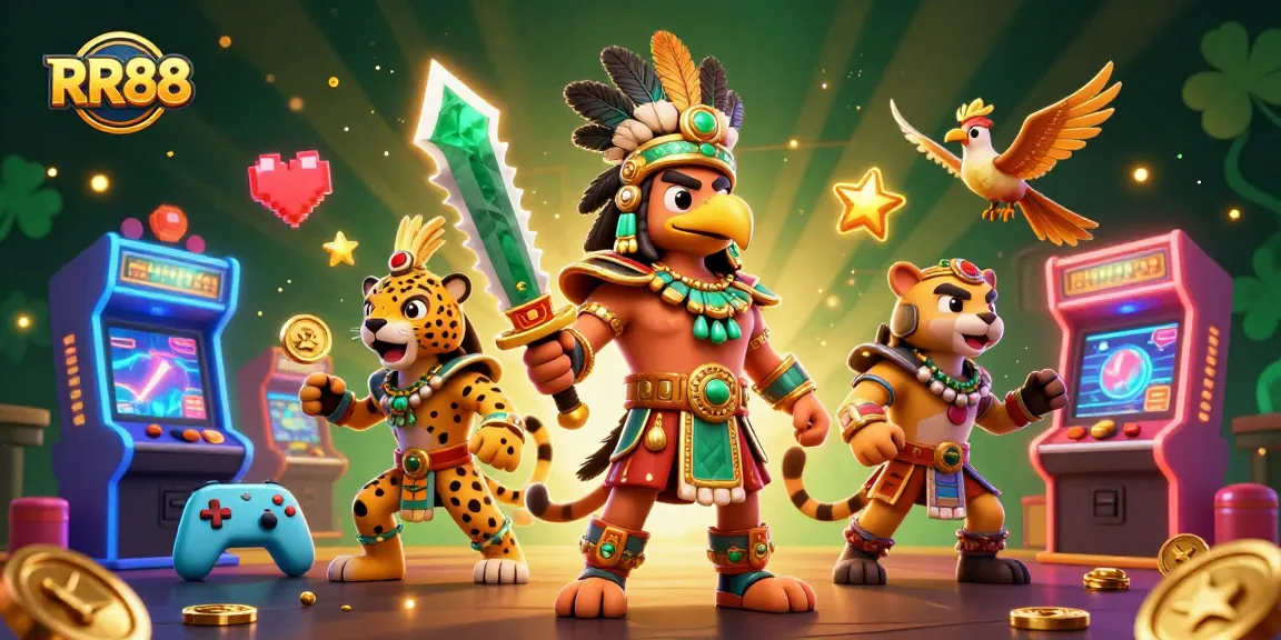 Experience excitement at RR88 with vibrant gaming elements and dynamic characters showcasing a lively casino atmosphere.