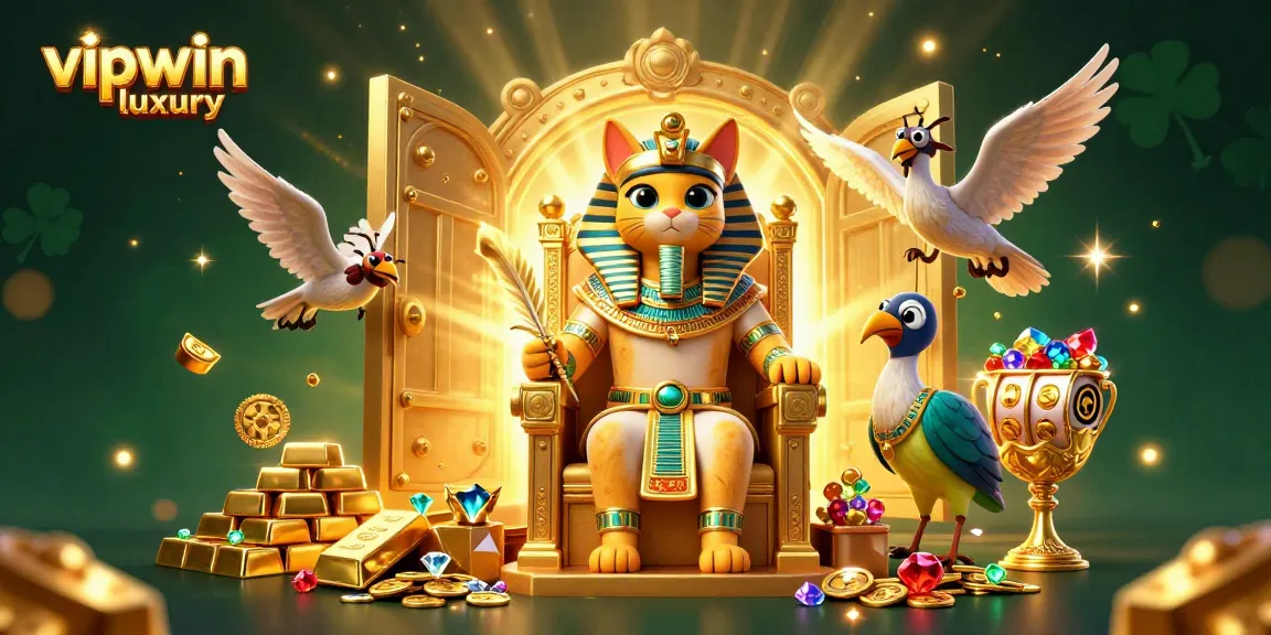 Experience vipwin luxury in this vibrant 3D scene of winning slots and treasures