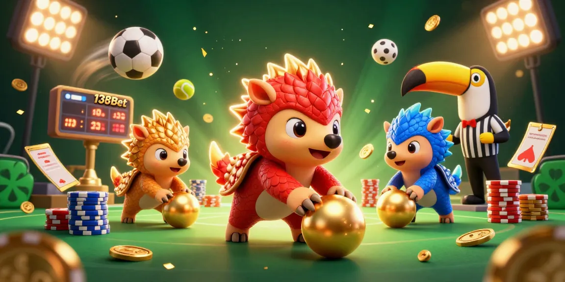 Experience thrilling action with 138Bet as pangolins roll through poker chips in dynamic gambling scene.