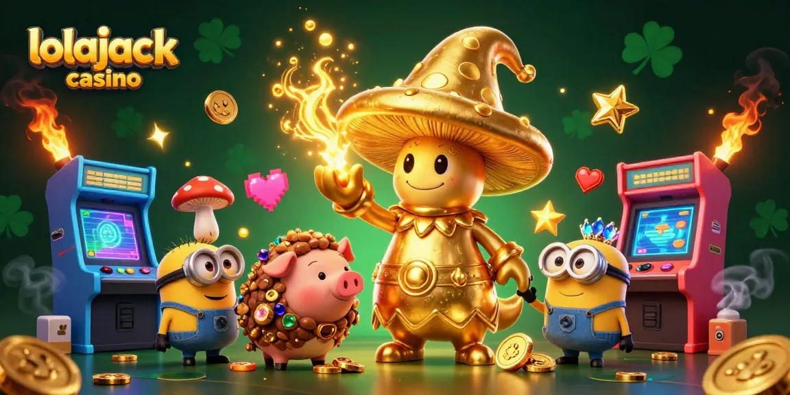 Engage with the magic of lolajack casino featuring a wizard, a pig, and treasures in a vibrant 3D scene.