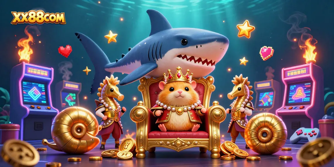 Experience thrilling action at XX88COM with a fierce hamster king and vibrant casino elements.