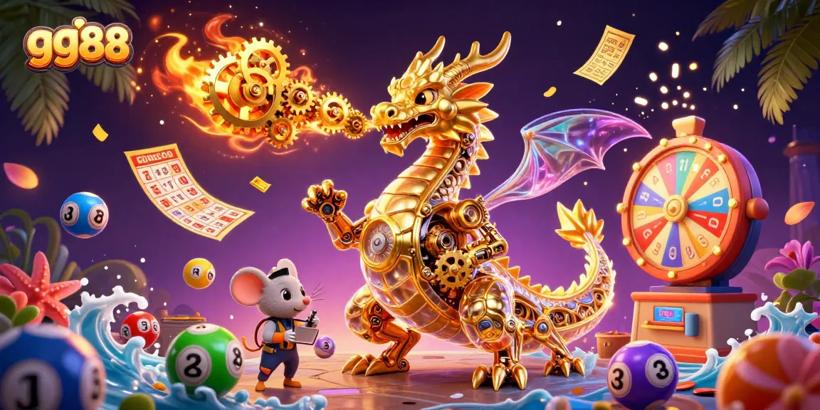 Experience excitement with gg88's vibrant 3D casino illustration featuring dynamic games and luck elements.