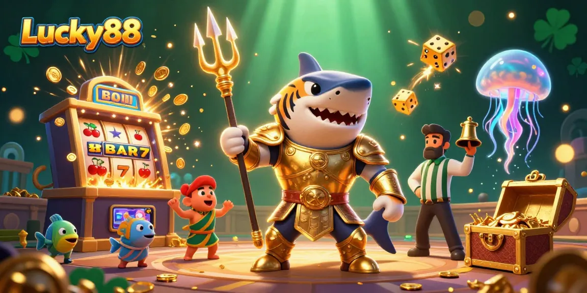 Experience the thrilling world of Lucky88 as you spin slot machines amid an underwater arena.