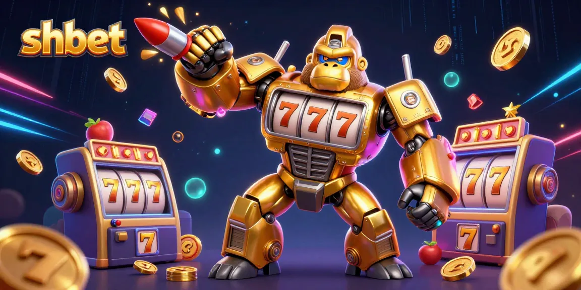 Experience shbet's thrilling slot machine battle with the golden gorilla mech and jackpot elements